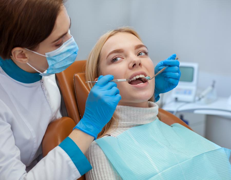 Dental service being performed